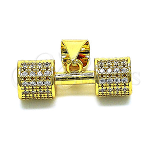 Dije Elegante 05.342.0139 Oro Laminado, con Blanca Micro Pave, Pulido, Tono Dorado