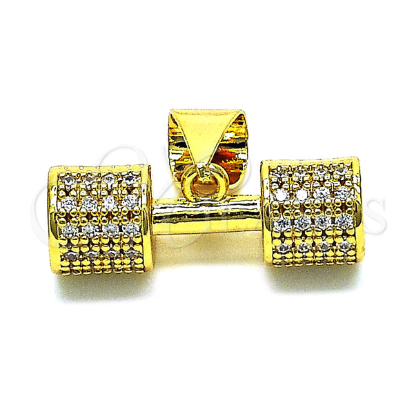 Dije Elegante 05.342.0139 Oro Laminado, con Blanca Micro Pave, Pulido, Tono Dorado