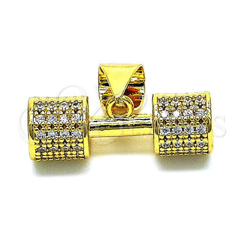 Dije Elegante 05.342.0139 Oro Laminado, con Blanca Micro Pave, Pulido, Tono Dorado