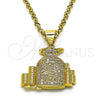 Dije Elegante 05.342.0145 Oro Laminado, Diseño de Dinero, con Blanca Micro Pave, Pulido, Tono Dorado