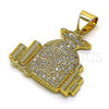 Dije Elegante 05.342.0145 Oro Laminado, Diseño de Dinero, con Blanca Micro Pave, Pulido, Tono Dorado