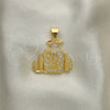 Dije Elegante 05.342.0145 Oro Laminado, Diseño de Dinero, con Blanca Micro Pave, Pulido, Tono Dorado