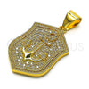 Dije Elegante 05.342.0146 Oro Laminado, Diseño de Ancla, con Blanca Micro Pave, Pulido, Tono Dorado