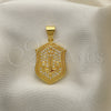 Dije Elegante 05.342.0146 Oro Laminado, Diseño de Ancla, con Blanca Micro Pave, Pulido, Tono Dorado
