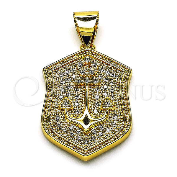 Dije Elegante 05.342.0146 Oro Laminado, Diseño de Ancla, con Blanca Micro Pave, Pulido, Tono Dorado