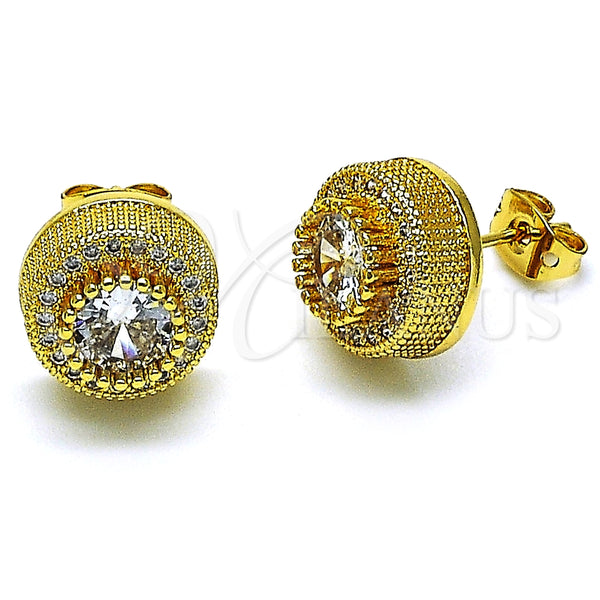 Arete Dormilona 02.342.0212 Oro Laminado, con Blanca Zirconia Cubica and Blanca Micro Pave, Pulido, Tono Dorado