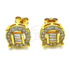 Arete Dormilona 02.342.0213 Oro Laminado, Diseño de Baguette, con Zirconia Cubica Blanca y Micro Pave Blanca, Pulido, Tono Dorado