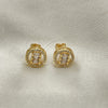 Arete Dormilona 02.342.0214 Oro Laminado, Diseño de Baguette, con Blanca Zirconia Cubica and Blanca Micro Pave, Pulido, Tono Dorado