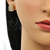 Arete Dormilona 02.342.0215 Oro Laminado, Diseño de Baguette, con Blanca Zirconia Cubica and Blanca Micro Pave, Pulido, Tono Dorado
