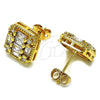 Arete Dormilona 02.342.0215 Oro Laminado, Diseño de Baguette, con Blanca Zirconia Cubica and Blanca Micro Pave, Pulido, Tono Dorado