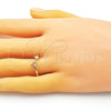Anillo Multi Piedra 01.284.0075 Oro Laminado, Diseño de Flor, con Blanca Zirconia Cubica, Pulido, Tono Dorado (One size fits all)