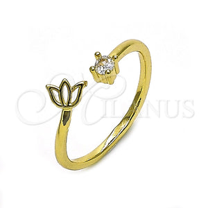 Anillo Multi Piedra 01.284.0075 Oro Laminado, Diseño de Flor, con Blanca Zirconia Cubica, Pulido, Tono Dorado (One size fits all)