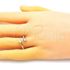Anillo Multi Piedra 01.284.0077 Oro Laminado, Diseño de Corazón, con Blanca Zirconia Cubica, Pulido, Tono Dorado (One size fits all)