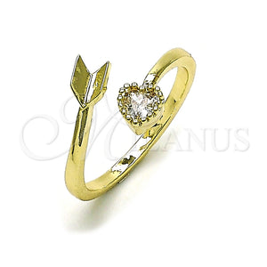 Anillo Multi Piedra 01.284.0077 Oro Laminado, Diseño de Corazón, con Blanca Zirconia Cubica, Pulido, Tono Dorado (One size fits all)
