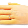Anillo Multi Piedra 01.284.0079 Oro Laminado, Diseño de Trébol de Cuatro Hojas, con Blanca Zirconia Cubica, Pulido, Tono Dorado (One size fits all)