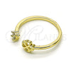 Anillo Multi Piedra 01.284.0079 Oro Laminado, Diseño de Trébol de Cuatro Hojas, con Blanca Zirconia Cubica, Pulido, Tono Dorado (One size fits all)