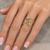 Anillo Multi Piedra 01.284.0080 Oro Laminado, Diseño de Pina, con Zirconia Cubica Blanca, Pulido, Tono Dorado (Talla Unica)