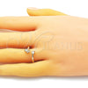 Anillo Multi Piedra 01.284.0080 Oro Laminado, Diseño de Pina, con Blanca Zirconia Cubica, Pulido, Tono Dorado (One size fits all)
