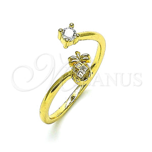 Anillo Multi Piedra 01.284.0080 Oro Laminado, Diseño de Pina, con Blanca Zirconia Cubica, Pulido, Tono Dorado (One size fits all)