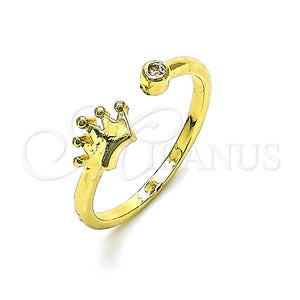 Anillo Multi Piedra 01.284.0081 Oro Laminado, Diseño de Corona, con Blanca Zirconia Cubica, Pulido, Tono Dorado (One size fits all)