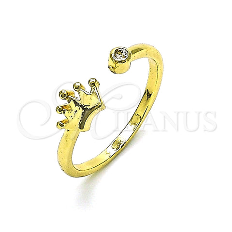 Anillo Multi Piedra 01.284.0081 Oro Laminado, Diseño de Corona, con Blanca Zirconia Cubica, Pulido, Tono Dorado (One size fits all)
