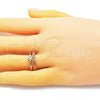 Anillo Multi Piedra 01.284.0084 Oro Laminado, Diseño de Corazón, con Blanca Zirconia Cubica, Pulido, Tono Dorado (One size fits all)