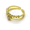 Anillo Multi Piedra 01.284.0084 Oro Laminado, Diseño de Corazón, con Blanca Zirconia Cubica, Pulido, Tono Dorado (One size fits all)
