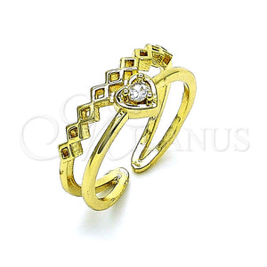 Anillo Multi Piedra 01.284.0084 Oro Laminado, Diseño de Corazón, con Blanca Zirconia Cubica, Pulido, Tono Dorado (One size fits all)