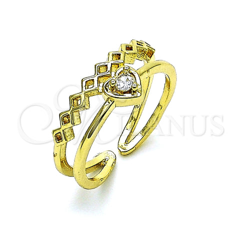 Anillo Multi Piedra 01.284.0084 Oro Laminado, Diseño de Corazón, con Blanca Zirconia Cubica, Pulido, Tono Dorado (One size fits all)