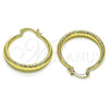 Argolla Mediana 02.213.0439.30 Oro Laminado, Diseño de Hueco, Diamantado, Tono Dorado