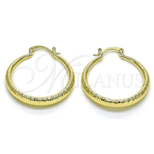 Argolla Mediana 02.213.0439.30 Oro Laminado, Diseño de Hueco, Diamantado, Tono Dorado