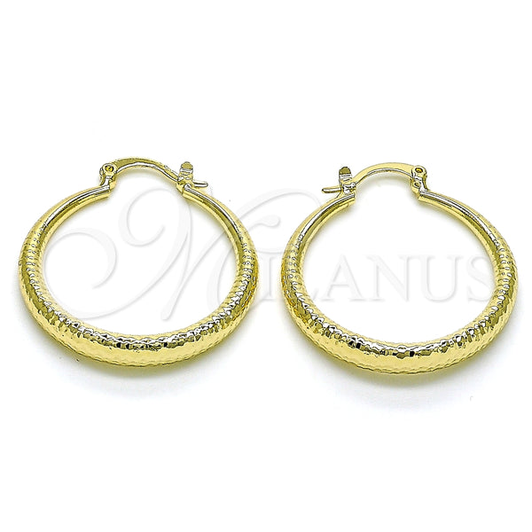 Argolla Mediana 02.213.0439.30 Oro Laminado, Diseño de Hueco, Diamantado, Tono Dorado