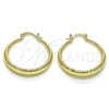 Argolla Mediana 02.213.0439.30 Oro Laminado, Diseño de Hueco, Diamantado, Tono Dorado