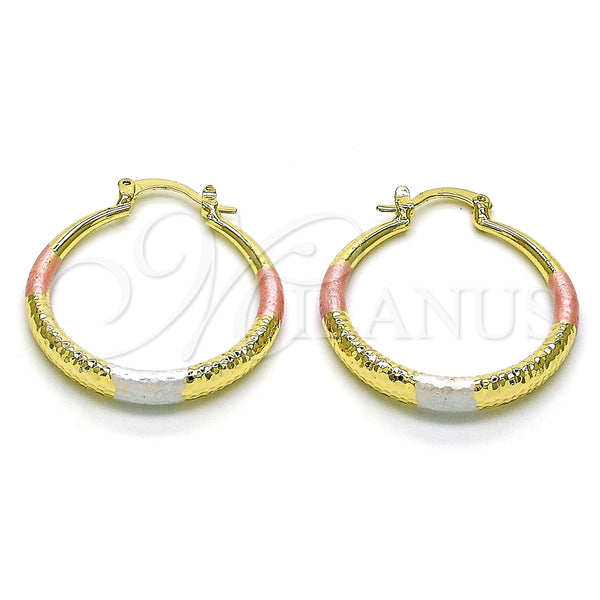 Argolla Mediana 02.213.0439.1.30 Oro Laminado, Diseño de Hueco, Diamantado, Tres Tonos