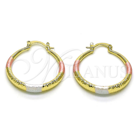 Argolla Mediana 02.213.0439.1.30 Oro Laminado, Diseño de Hueco, Diamantado, Tres Tonos