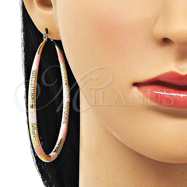 Argolla Extra Grande 02.213.0439.1.70 Oro Laminado, Diseño de Hueco, Diamantado, Tres Tonos
