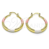 Argolla Mediana 02.213.0440.1.30 Oro Laminado, Diseño de Hueco, Diamantado, Tres Tonos