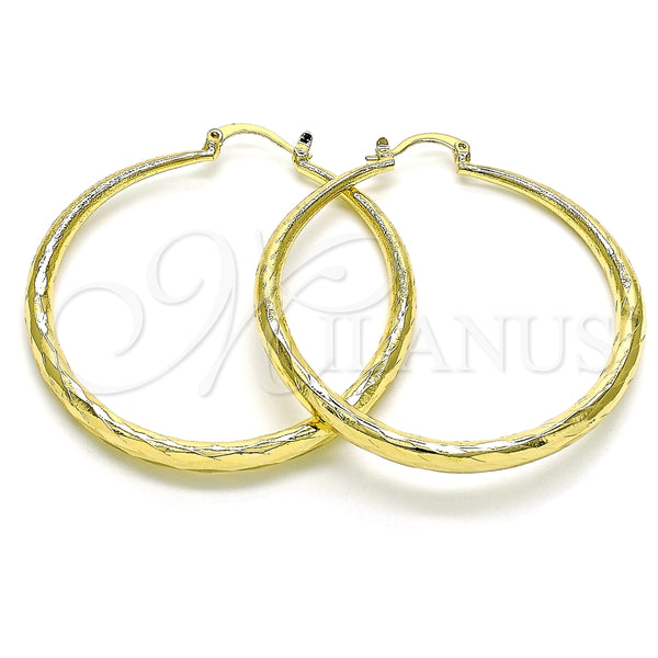 Argolla Grande 02.213.0441.50 Oro Laminado, Diseño de Hueco, Diamantado, Tono Dorado