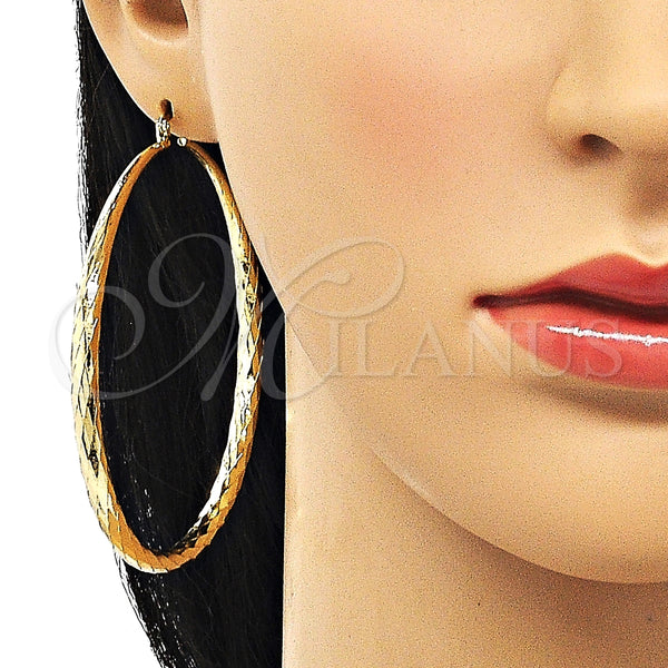 Argolla Extra Grande 02.213.0441.70 Oro Laminado, Diseño de Hueco, Diamantado, Tono Dorado