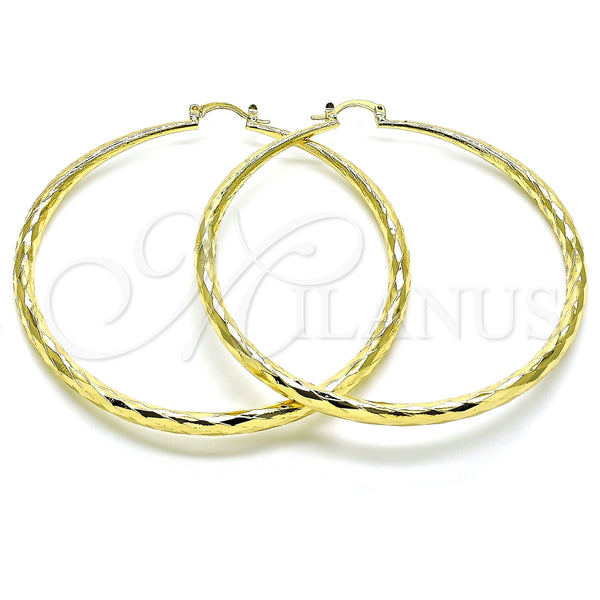 Argolla Extra Grande 02.213.0441.70 Oro Laminado, Diseño de Hueco, Diamantado, Tono Dorado
