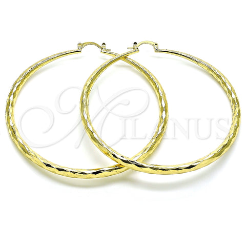Argolla Extra Grande 02.213.0441.70 Oro Laminado, Diseño de Hueco, Diamantado, Tono Dorado