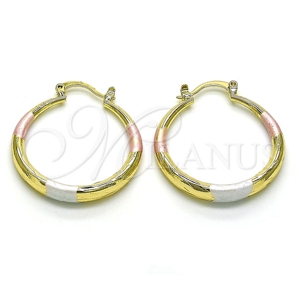 Argolla Mediana 02.213.0441.1.30 Oro Laminado, Diseño de Hueco, Diamantado, Tres Tonos