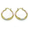Argolla Mediana 02.213.0441.1.30 Oro Laminado, Diseño de Hueco, Diamantado, Tres Tonos
