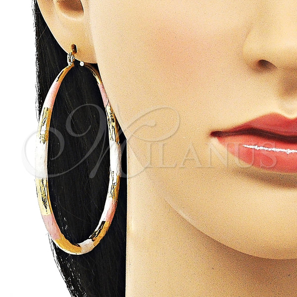 Argolla Extra Grande 02.213.0441.1.70 Oro Laminado, Diseño de Hueco, Diamantado, Tres Tonos