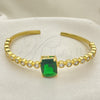 Aro Individual 07.341.0039 Oro Laminado, con Verde and Blanca Zirconia Cubica, Pulido, Tono Dorado (05 MM Thickness, One size fits all)
