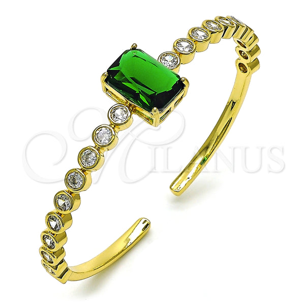 Aro Individual 07.341.0039 Oro Laminado, con Verde and Blanca Zirconia Cubica, Pulido, Tono Dorado (05 MM Thickness, One size fits all)