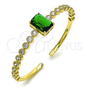 Aro Individual 07.341.0039 Oro Laminado, con Verde and Blanca Zirconia Cubica, Pulido, Tono Dorado (05 MM Thickness, One size fits all)