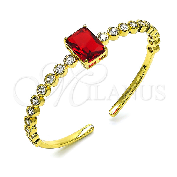 Aro Individual 07.341.0039.1 Oro Laminado, con Granate and Blanca Zirconia Cubica, Pulido, Tono Dorado (05 MM Thickness, One size fits all)