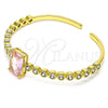 Aro Individual 07.341.0039.2 Oro Laminado, con Rosado and Blanca Zirconia Cubica, Pulido, Tono Dorado (05 MM Thickness, One size fits all)