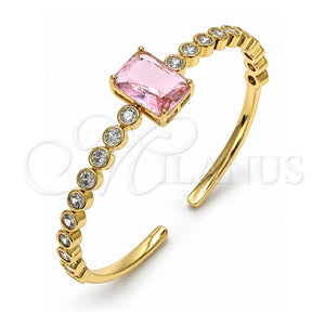 Aro Individual 07.341.0039.2 Oro Laminado, con Zirconia Cubica Rosado y Blanca, Pulido, Tono Dorado (Grosor 05 MM, Talla Unica)